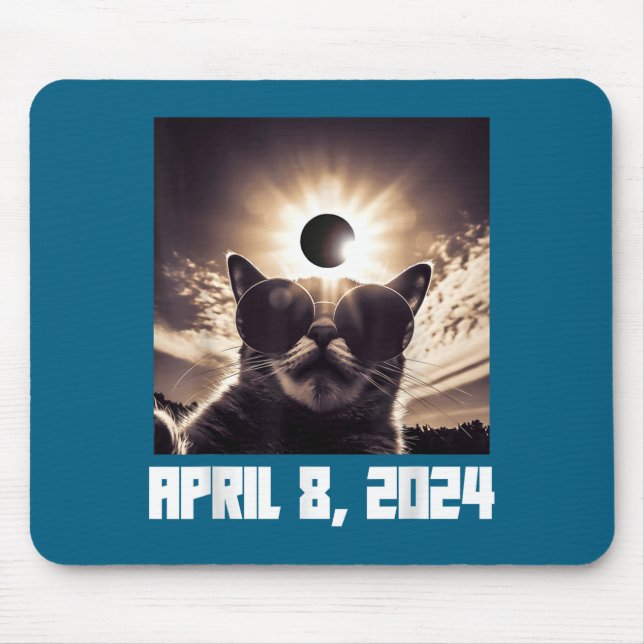 Mousepad Óculos de Gato do Eclipse Solar Total Engraçado (Frente)