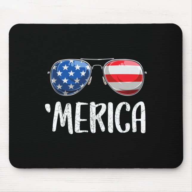 Mousepad Óculos de sol americanos para o dia 4 de julho par (Frente)
