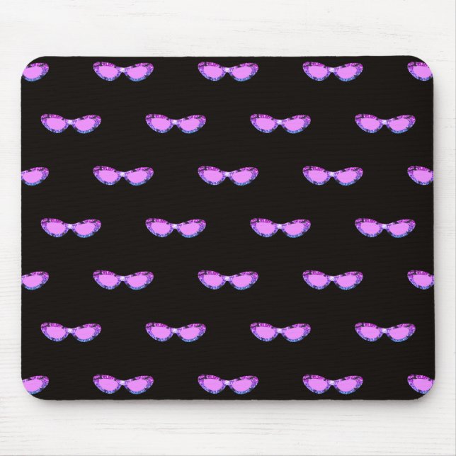 Mousepad Óculos de sol brilhantes rosa brega (Frente)