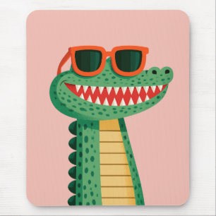 Mousepad Óculos de sol de crocodilo engraçados, animal de d