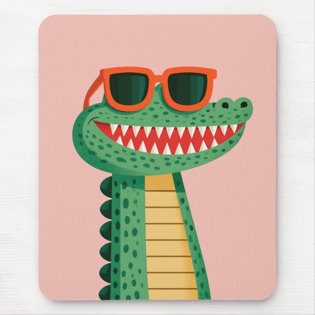 Mousepad Óculos de sol de crocodilo engraçados, animal de d (Frente)