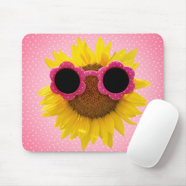 Mousepad Óculos de Sol em Almofada de Rato de Girassol (Com mouse)