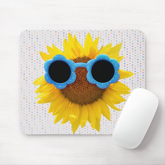 Mousepad Óculos De Sol No Suporte De Rato De Girassol (Com mouse)