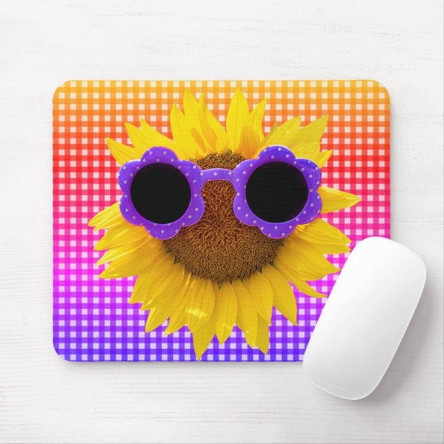 Mousepad Óculos De Sol No Suporte De Rato De Girassol (Com mouse)