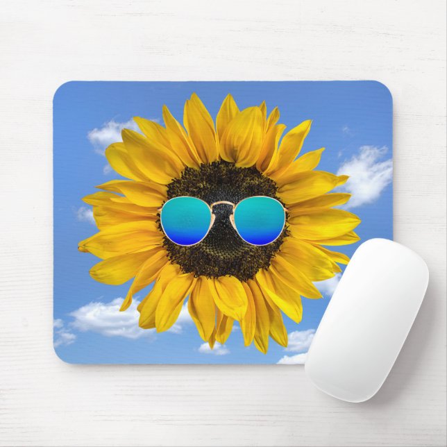 Mousepad Óculos de sol retrorreflectores em girassol (Com mouse)
