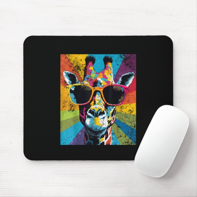 Mousepad Óculos de Sol Vintage Girafa Animal Africano Diver (Com mouse)