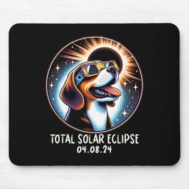 Mousepad Óculos de Visto do Eclipse Solar Beagle Pet abril  (Frente)