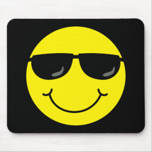 Mousepad Óculos escuros Legal de rosto Emoji a preto