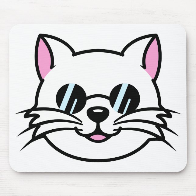 Mousepad Óculos Pretos Vestidos de Gatos Brancos / Óculos e (Frente)