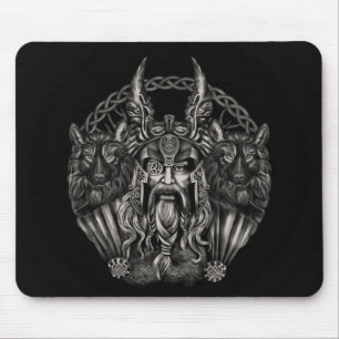Mousepad Odin e seus lobos Geri e Freki