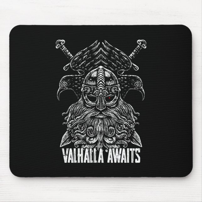 Mousepad Odin ravens Viking Mythology Valhalla awaits (Frente)