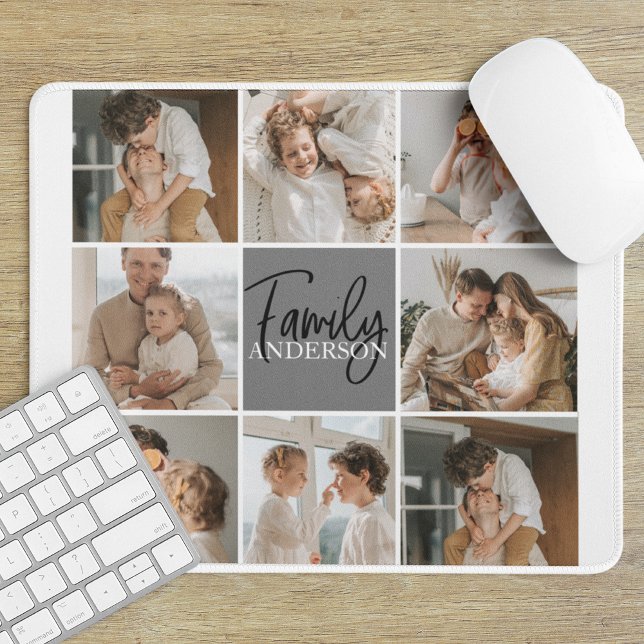 Mousepad Oferta de Foto de Colagem da Família e Cinza Perso (Criador carregado)