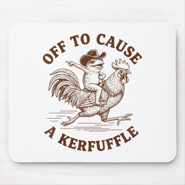 Mousepad Off To Cause A Kerfuffle Funny Cowboy Frog Riding  (Frente)
