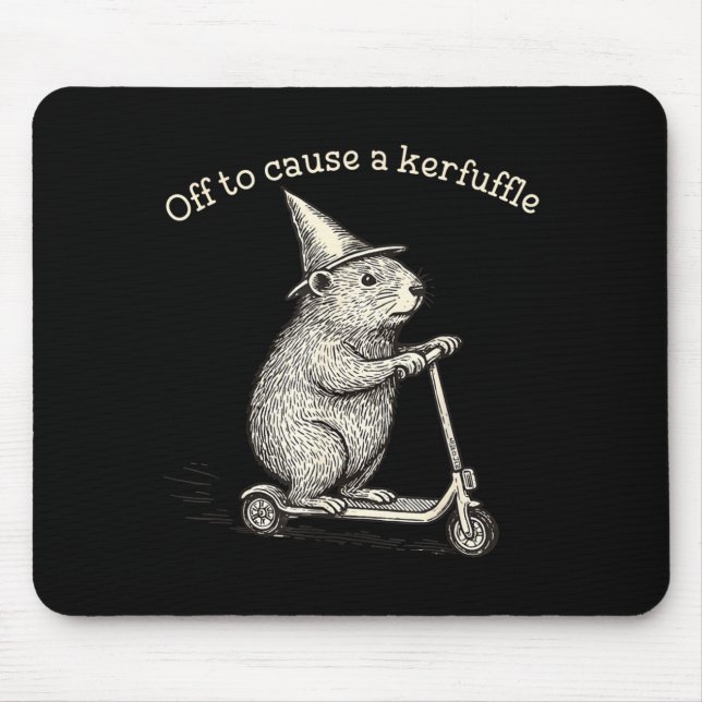 Mousepad Off To Cause A Kerfuffle Funny Groundhog Scooter S (Frente)