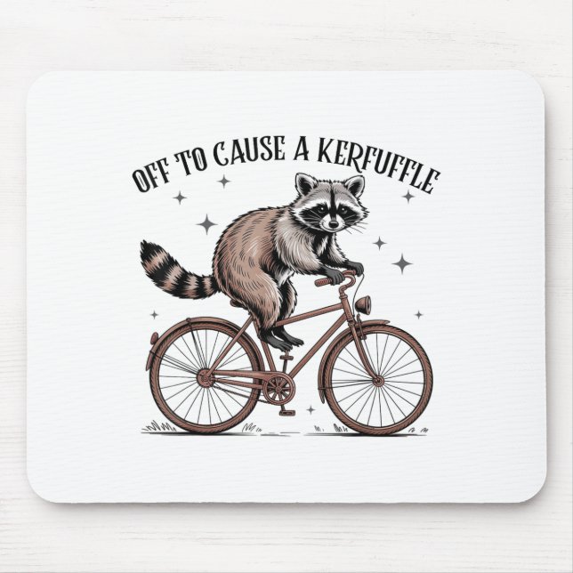 Mousepad Off To Cause A Kerfuffle Funny Raccoon Meme Men Wo (Frente)