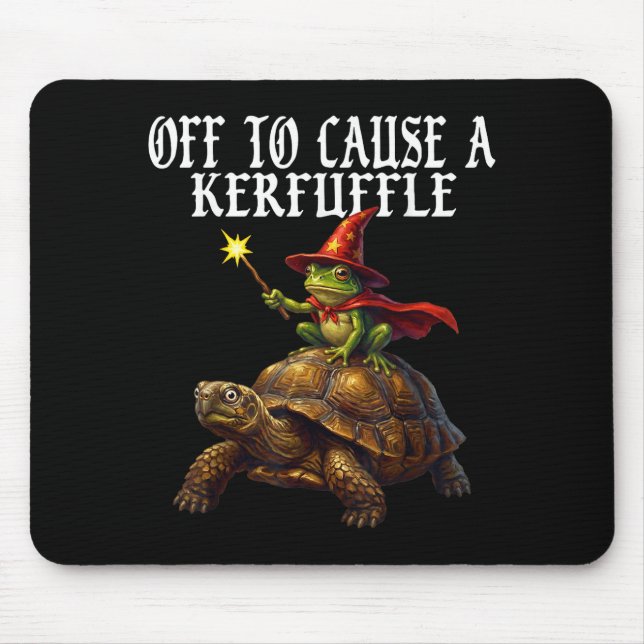 Mousepad Off To Cause A Kerfuffle Funny Whimsical Frog Wiza (Frente)