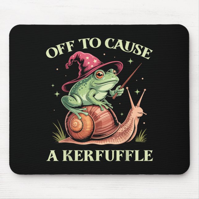 Mousepad Off To Cause A Kerfuffle Whimsical Wizard Frog Mem (Frente)