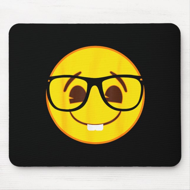 Mousepad Official Emoji Nerd Gles Yellow Smile Face  (Frente)