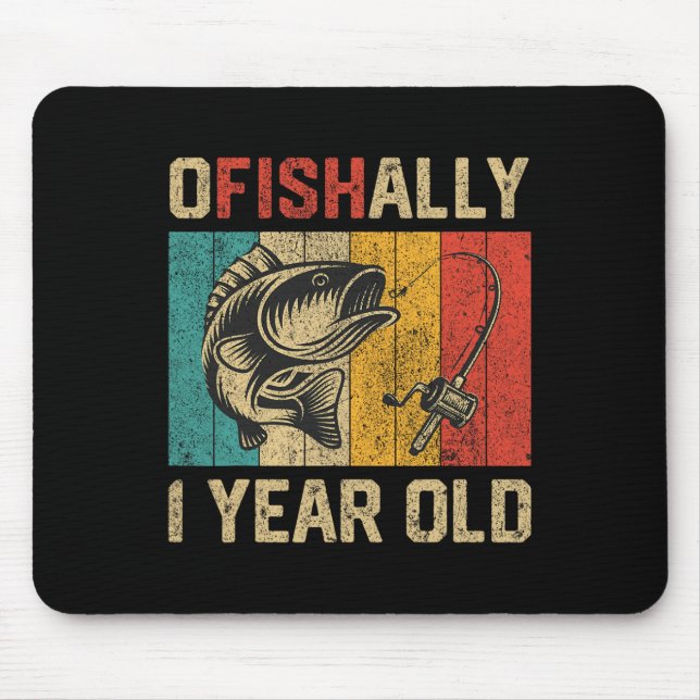 Mousepad Ofishally 1 Ano de Idade Piada de Pescaria Anivers (Frente)