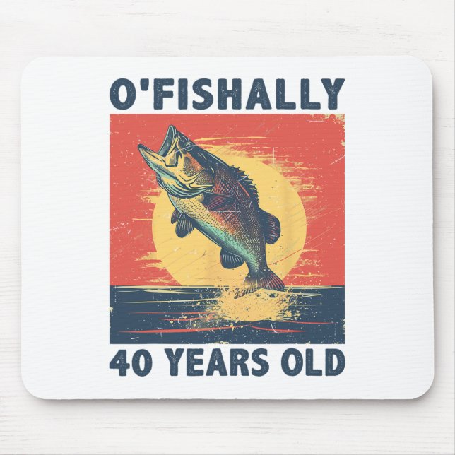 Mousepad Ofishally 40 Years Old 1985 Fishing Fisherman 40th (Frente)