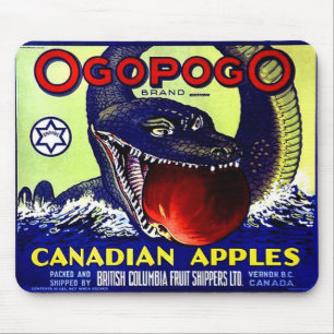 Mousepad Ogopogo Maçã canadiana etiqueta da fruta