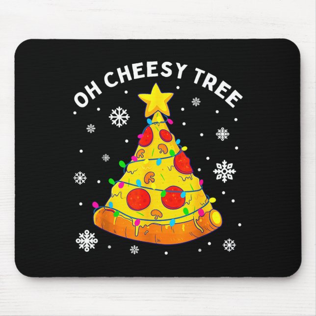 Mousepad Oh Cheesy Tree Xmas Food Present Christmas Zza Tre (Frente)
