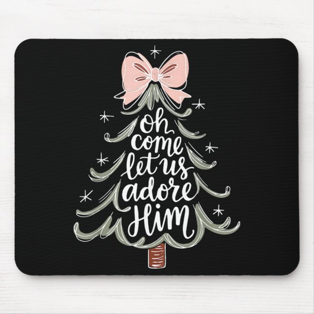 Mousepad Oh Come Let Us Adore Him Nativity Christmas Tree C (Frente)