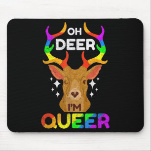 Mousepad Oh Deer Im Queer Funny Lgbtq Orgulho gay Consciênc