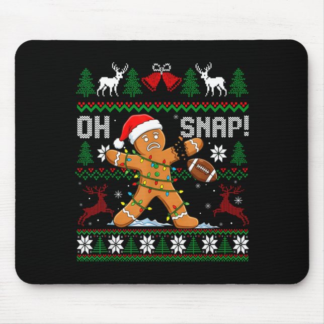 Mousepad Oh Snap Funny Gingerbread Man Football Christmas P (Frente)