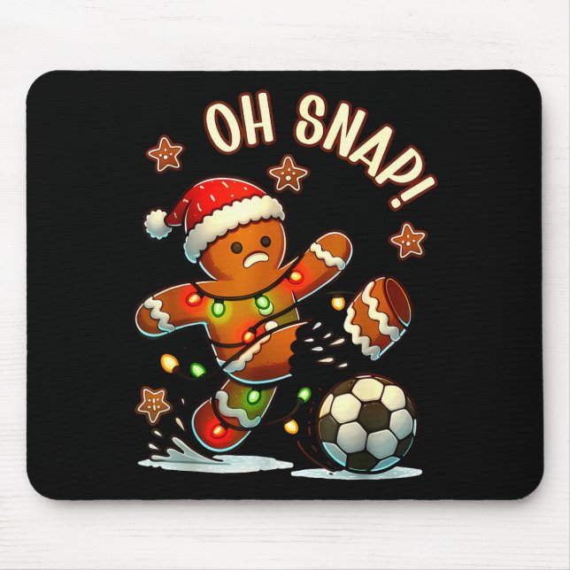 Mousepad Oh Snap Gingerbread Soccer Xmas Light Holiday  (Frente)