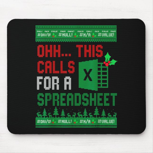 Mousepad Oh This Calls For A Spreadsheet Christmas Sweater  (Frente)