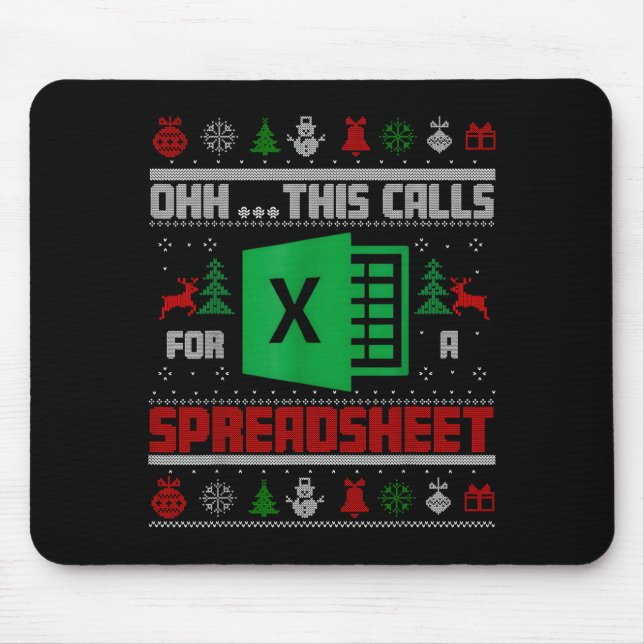 Mousepad Oh This Calls For A Spreadsheet Christmas Sweater  (Frente)