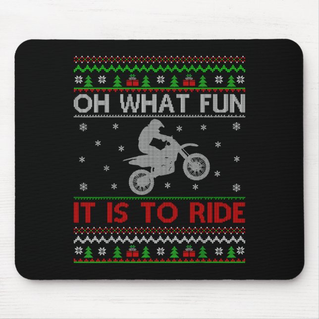 Mousepad Oh What Fun It Is To Ride Xmas Ugly Motocross Chri (Frente)