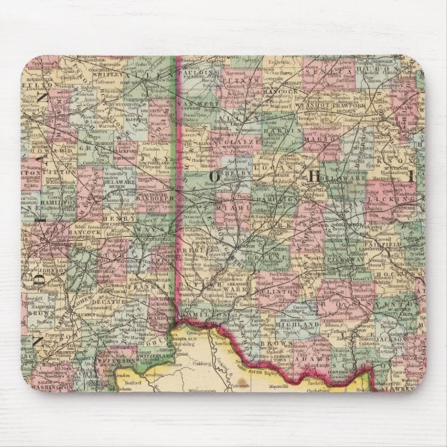 Mousepad Ohio, Mapa de Indiana de Mitchell (Frente)
