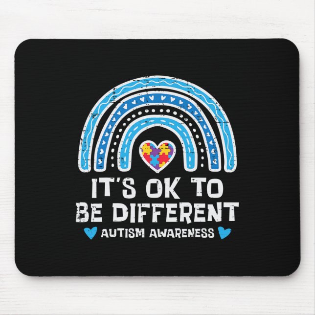 Mousepad Ok Para Ser Diferente Do Arco-Íris Autismo Sensibi (Frente)