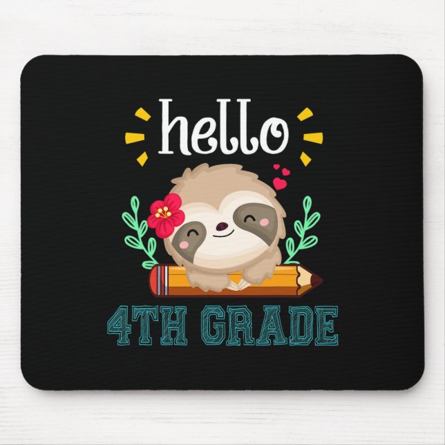 Mousepad Olá, 4º ano de volta à escola, Fofo Lover (Frente)