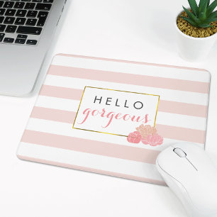 Mousepad Olá, Bela Boca-Cola Rosa Strike e Blush Peony