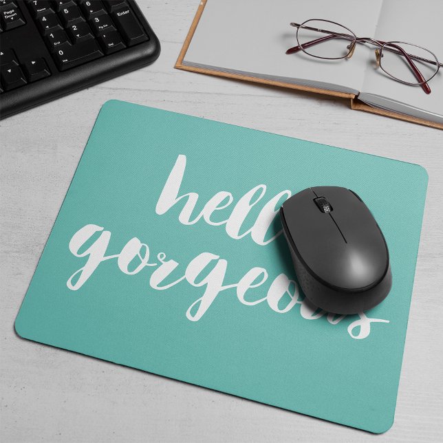 Mousepad Olá, Belo Aqua e Branco (Criador carregado)