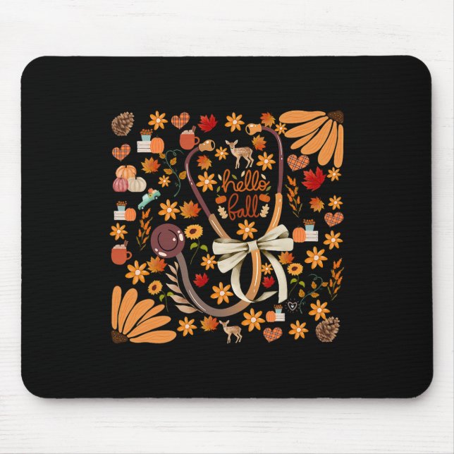 Mousepad Olá, Enfermeira do Stethoscope Boho Floral Health  (Frente)