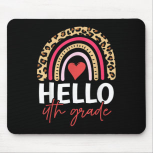 Mousepad Olá Equipe 4º Ano Leopardo Arco-íris Quarto Ano