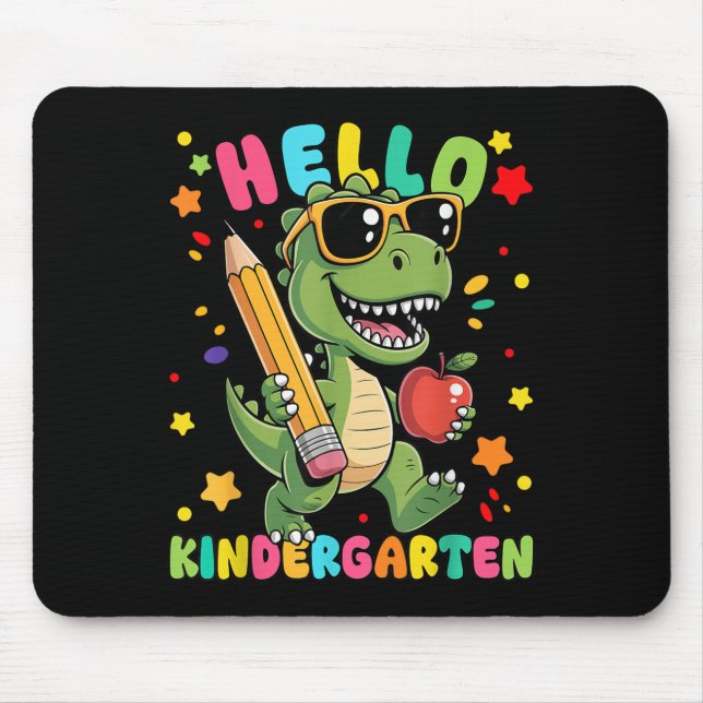 Mousepad Olá Jardim De Infância Dinossauro Primeiro Dia De  (Frente)