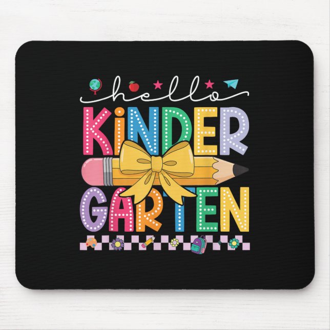 Mousepad Olá Kindergarten Coquette Laço Lápis Kinder Volta  (Frente)