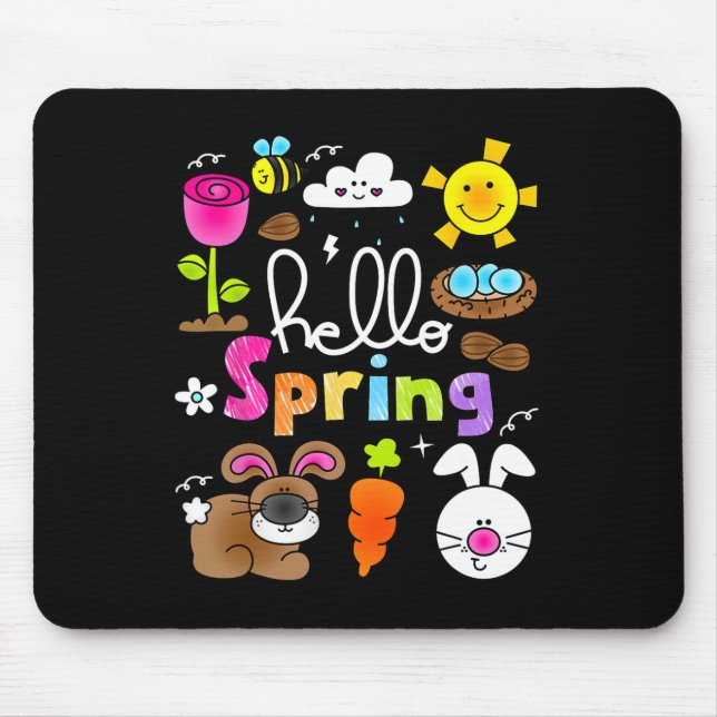 Mousepad Olá Primavera e Dia de Páscoa 2025 Bunny Rabbit Sp (Frente)