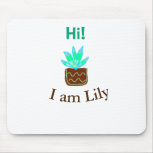Mousepad Olá, sou Lily Cacto Suculto, adicione nome aquarel