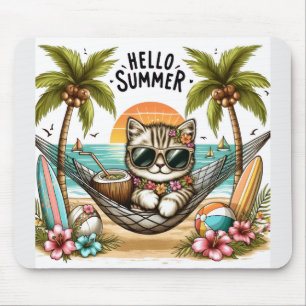 Mousepad Olá Verão Gato de Praia