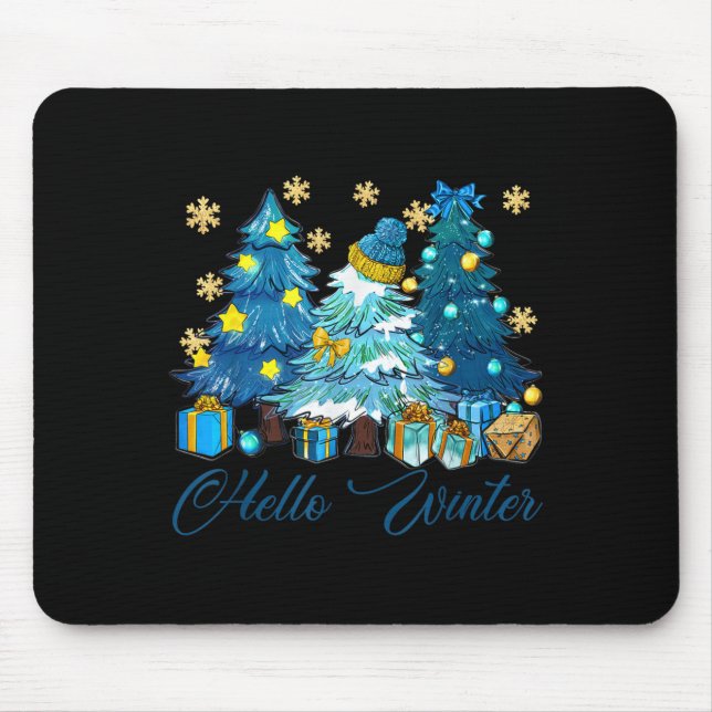 Mousepad Olá Winter Sweet Cozy Coffee Lovers Snowman Chri (Frente)