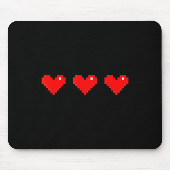 Mousepad Old 8 Bit Heart Arcade Retro Xel Gamer Valentine's (Frente)