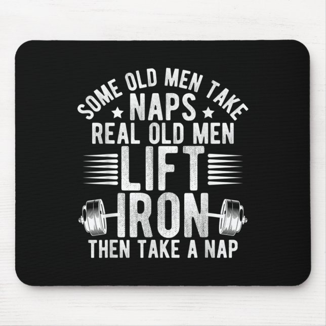 Mousepad Old Men Gag Workout Gym Fitness Exercise Weightlif (Frente)