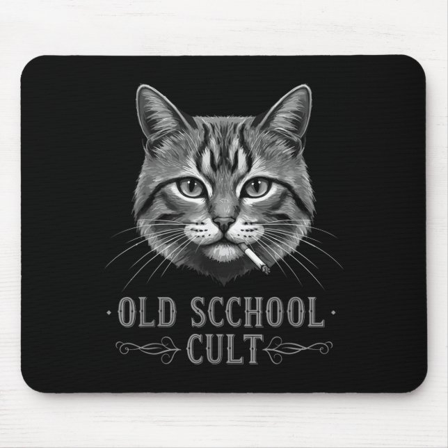 Mousepad Old Scchool Cult Funny Cat For Cool People And - F (Frente)