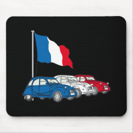Mousepad Oldtimer 2CV Trio Frankreich Flagge